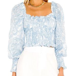 Faithful the Brand X REVOLVE Bel Rose Top in Faye Paisley Print Powder Blue